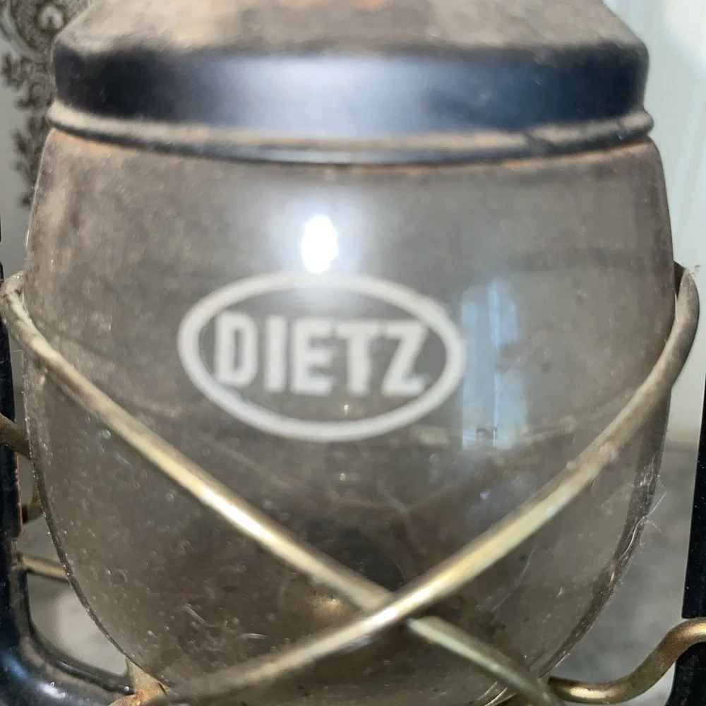 Original‎ Dietz 76 Black Metal Lantern Glass Shade Grid Loss Camping ER Light